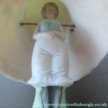 Load image into Gallery viewer, Antique Porcelain Nodder Figurine by Schafer &amp; Vater. CHERCHEZ LA FEMME. Woman in Massive Hat 

