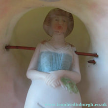Load image into Gallery viewer, Antique Porcelain Nodder Figurine by Schafer &amp; Vater. CHERCHEZ LA FEMME. Woman in Massive Hat 
