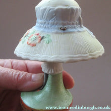Load image into Gallery viewer, Antique Porcelain Nodder Figurine by Schafer &amp; Vater. CHERCHEZ LA FEMME. Woman in Massive Hat 

