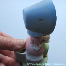 Load image into Gallery viewer, Antique Porcelain Nodder Figurine by Schafer &amp; Vater. Old Lady in Garden Drinking Tea 
