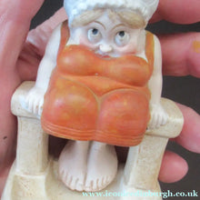 Load image into Gallery viewer, Antique Porcelain Nodder or Swinger Pin Tray by Schafer &amp; Vater. Bathing Beauty. Lady in a Orange Bathing Suit
