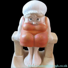 Load image into Gallery viewer, Antique Porcelain Nodder or Swinger Pin Tray by Schafer &amp; Vater. Bathing Beauty. Lady in a Orange Bathing Suit
