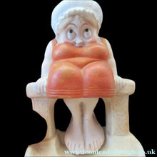 Load image into Gallery viewer, Antique Porcelain Nodder or Swinger Pin Tray by Schafer &amp; Vater. Bathing Beauty. Lady in a Orange Bathing Suit
