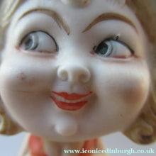 Load image into Gallery viewer, Antique Porcelain Nodder or Swinger Pin Tray by Schafer &amp; Vater. Girl in Bonnet with Black Cat 
