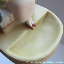 Load image into Gallery viewer, Antique Porcelain Nodder or Swinger Pin Tray by Schafer &amp; Vater. Girl in Bonnet with Black Cat 
