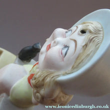 Load image into Gallery viewer, Antique Porcelain Nodder or Swinger Pin Tray by Schafer &amp; Vater. Girl in Bonnet with Black Cat 
