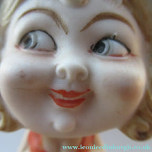Load image into Gallery viewer, Antique Porcelain Nodder or Swinger Pin Tray by Schafer &amp; Vater. Girl in Bonnet with Black Cat 

