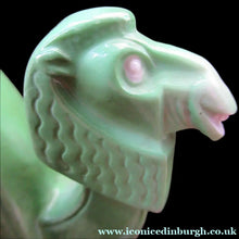 Load image into Gallery viewer, Porcelain Ashtray, Match Holder and Striker by Schafer &amp; Vater. GREEN ART DECO CAMEL
