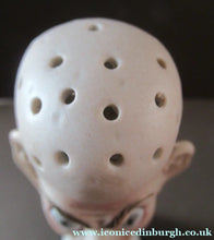 Load image into Gallery viewer, Porcelain SMOKING Head Ashtray and Match Holder by Schafer &amp; Vater. GRUMPY MAN
