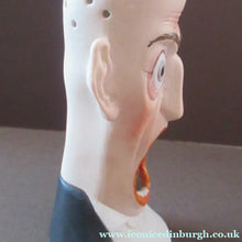 Load image into Gallery viewer, Antique Porcelain SMOKING Head Ashtray and Match Holder by Schafer &amp; Vater. GRUMPY MAN - Schafer &amp; Vater
