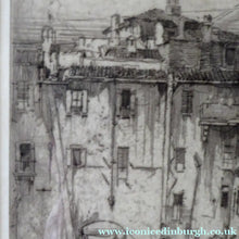 Load image into Gallery viewer, ANTIQUE PRINT. Original 1908 Etching by Hedley FITTON. Entitled the Ponte Vecchio, Florence. Pencil Signed
