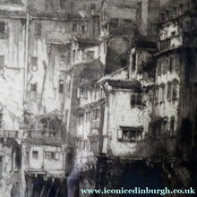 Load image into Gallery viewer, ANTIQUE PRINT. Original 1908 Etching by Hedley FITTON. Entitled the Ponte Vecchio, Florence. Pencil Signed
