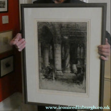 Load image into Gallery viewer, ANTIQUE PRINT. Original Etching by Hedley FITTON. Entitled ROSSLYN CHAPEL. Pencil Signed
