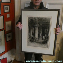 Load image into Gallery viewer, ANTIQUE PRINT. Original Etching by Hedley FITTON. Entitled ROSSLYN CHAPEL. Pencil Signed

