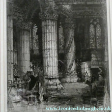 Load image into Gallery viewer, ANTIQUE PRINT. Original Etching by Hedley FITTON. Entitled ROSSLYN CHAPEL. Pencil Signed

