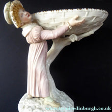 Load image into Gallery viewer, ROYAL WORCESTER James Hadley Figurine after Kate Greenaway. Lady Carrying a Large Wicket Basket

