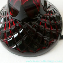 Load image into Gallery viewer,  EDWARDIAN Ruby Red Glass Lamp with White Glass Shade with Wavy Rim 
