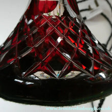Load image into Gallery viewer,  EDWARDIAN Ruby Red Glass Lamp with White Glass Shade with Wavy Rim 
