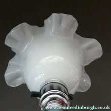 Load image into Gallery viewer,  EDWARDIAN Ruby Red Glass Lamp with White Glass Shade with Wavy Rim 

