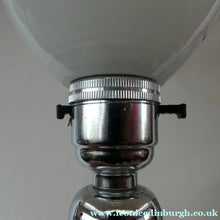 Load image into Gallery viewer,  EDWARDIAN Ruby Red Glass Lamp with White Glass Shade with Wavy Rim 
