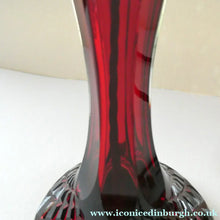 Load image into Gallery viewer,  EDWARDIAN Ruby Red Glass Lamp with White Glass Shade with Wavy Rim 
