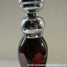 Load image into Gallery viewer,  EDWARDIAN Ruby Red Glass Lamp with White Glass Shade with Wavy Rim 
