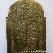 Load image into Gallery viewer, Antique RUSSIAN Orthodox Polychrome Enameled Brass PILGRIMS Travelling Icon
