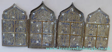 Load image into Gallery viewer, Antique RUSSIAN Orthodox Polychrome Enameled Brass PILGRIMS Travelling Icon
