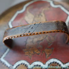 Load image into Gallery viewer, Antique SCANDINAVIAN Folk Art Bentwood Tine / Svepask Box with Crowned Lion Crest on the Lid

