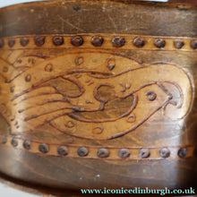 Load image into Gallery viewer, Antique SCANDINAVIAN Folk Art Bentwood Tine / Svepask Box with Crowned Lion Crest on the Lid
