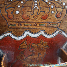 Load image into Gallery viewer, Antique SCANDINAVIAN Folk Art Bentwood Tine / Svepask Box with Crowned Lion Crest on the Lid
