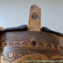 Load image into Gallery viewer, Antique SCANDINAVIAN Folk Art Bentwood Tine / Svepask Box with Crowned Lion Crest on the Lid
