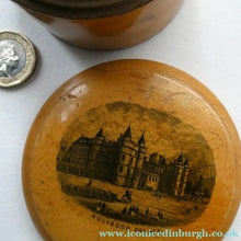 Load image into Gallery viewer, Antique SCOTTISH 19th Century MAUCHLINE Ware Trinket Box (c 1880), with an image of Holyrood Palace

