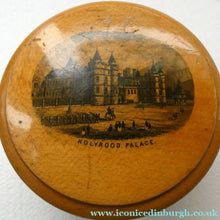 Load image into Gallery viewer, Antique SCOTTISH 19th Century MAUCHLINE Ware Trinket Box (c 1880), with an image of Holyrood Palace
