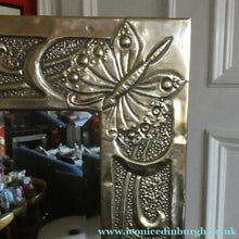 Load image into Gallery viewer, Antique Scottish School ART NOUVEAU Brass Mirror with Scrolls and Butterfly Decoration
