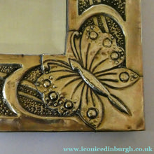 Load image into Gallery viewer, Antique Scottish School ART NOUVEAU Brass Mirror with Scrolls and Butterfly Decoration
