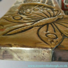 Load image into Gallery viewer, Antique Scottish School ART NOUVEAU Brass Mirror with Scrolls and Butterfly Decoration
