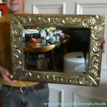 Load image into Gallery viewer, Antique Scottish School ART NOUVEAU Brass Mirror with Scrolls and Butterfly Decoration

