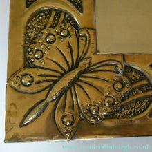 Load image into Gallery viewer, Antique Scottish School ART NOUVEAU Brass Mirror with Scrolls and Butterfly Decoration
