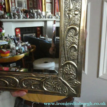 Load image into Gallery viewer, Antique Scottish School ART NOUVEAU Brass Mirror with Scrolls and Butterfly Decoration
