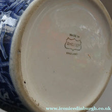 Load image into Gallery viewer, Antique Shelley Pottery Scotch Whisky Jug. Blue and White Country Pursuits Pattern

