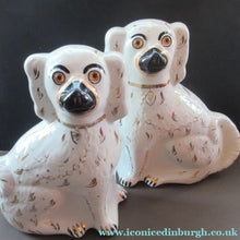 Load image into Gallery viewer, Antique Staffordshire Chimney Spaniels Wally Dogs 12 inches Glass Eyes
