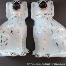 Load image into Gallery viewer, Antique Staffordshire Chimney Spaniels Wally Dogs 12 inches Glass Eyes
