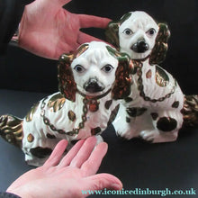Load image into Gallery viewer, Large Victorian Staffordshire Dogs Copper Lustre Patches. 12 1/2 inches. 1860s
