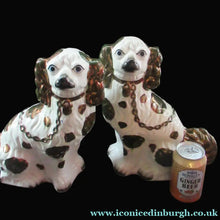 Load image into Gallery viewer, Large Victorian Staffordshire Dogs Copper Lustre Patches. 12 1/2 inches. 1860s
