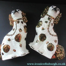 Load image into Gallery viewer, Large Victorian Staffordshire Dogs Copper Lustre Patches. 12 1/2 inches. 1860s
