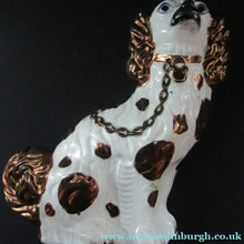 Load image into Gallery viewer, Large Victorian Staffordshire Dogs Copper Lustre Patches. 12 1/2 inches. 1860s
