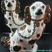 Load image into Gallery viewer, Large Victorian Staffordshire Dogs Copper Lustre Patches. 12 1/2 inches. 1860s
