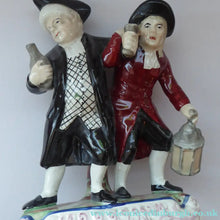 Load image into Gallery viewer, ANTIQUE Staffordshire Figure. The Drunken Parson &amp; his Clerk or Night Watchman. 19th Century in Good Condition
