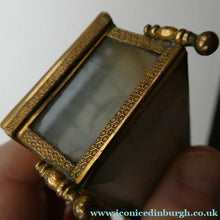 Load image into Gallery viewer, Antique Victorian Agate and Gilt Metal Dual Hinge Stamp Box
